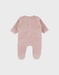 Baby velour sleepsuit with pink bunny detail
