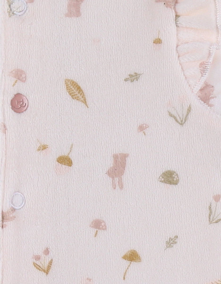 Light pink velour sleepsuit with ruffles
