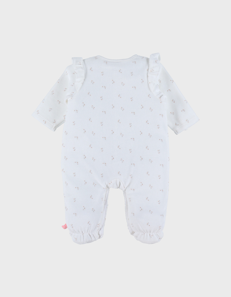 White velour sleepsuit with ruffles