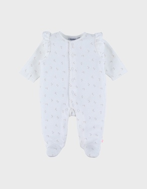 White velour sleepsuit with ruffles
