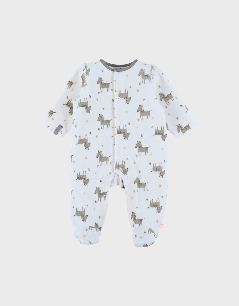Baby pyjama with white velvet pattern

