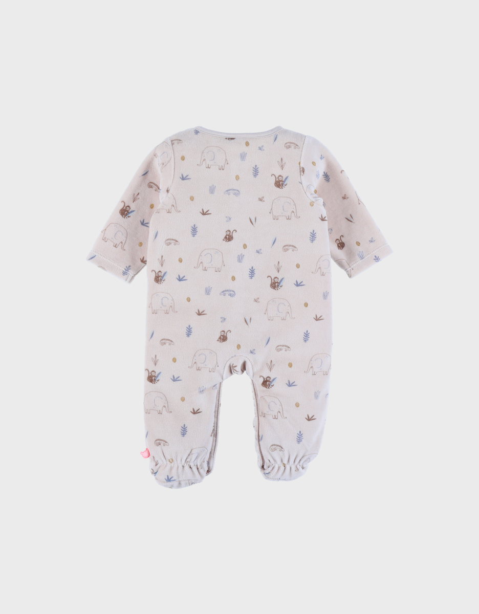 Baby pyjama with jungle pattern in velvet
