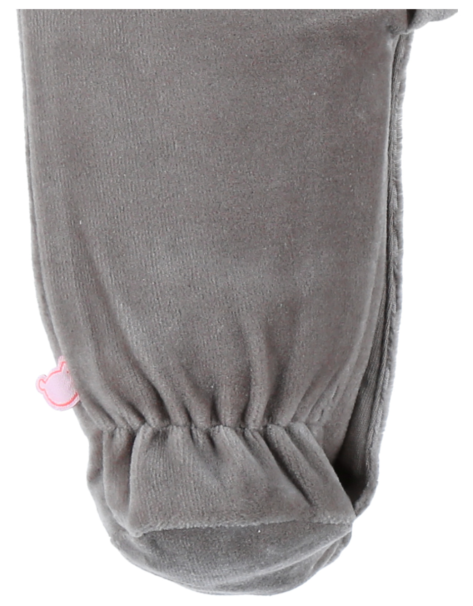 Khaki baby pyjama with zebra embroidery in velvet

