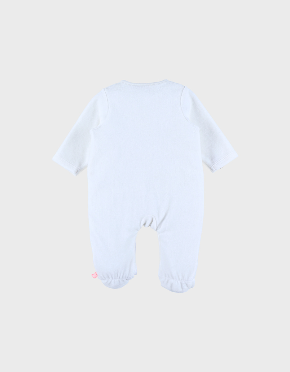 White baby pyjama with sheep embroidery in velvet
