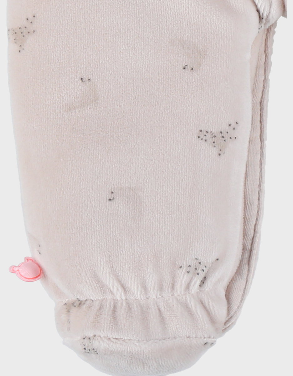 Ecru baby pyjama with seal embroidery in velvet
