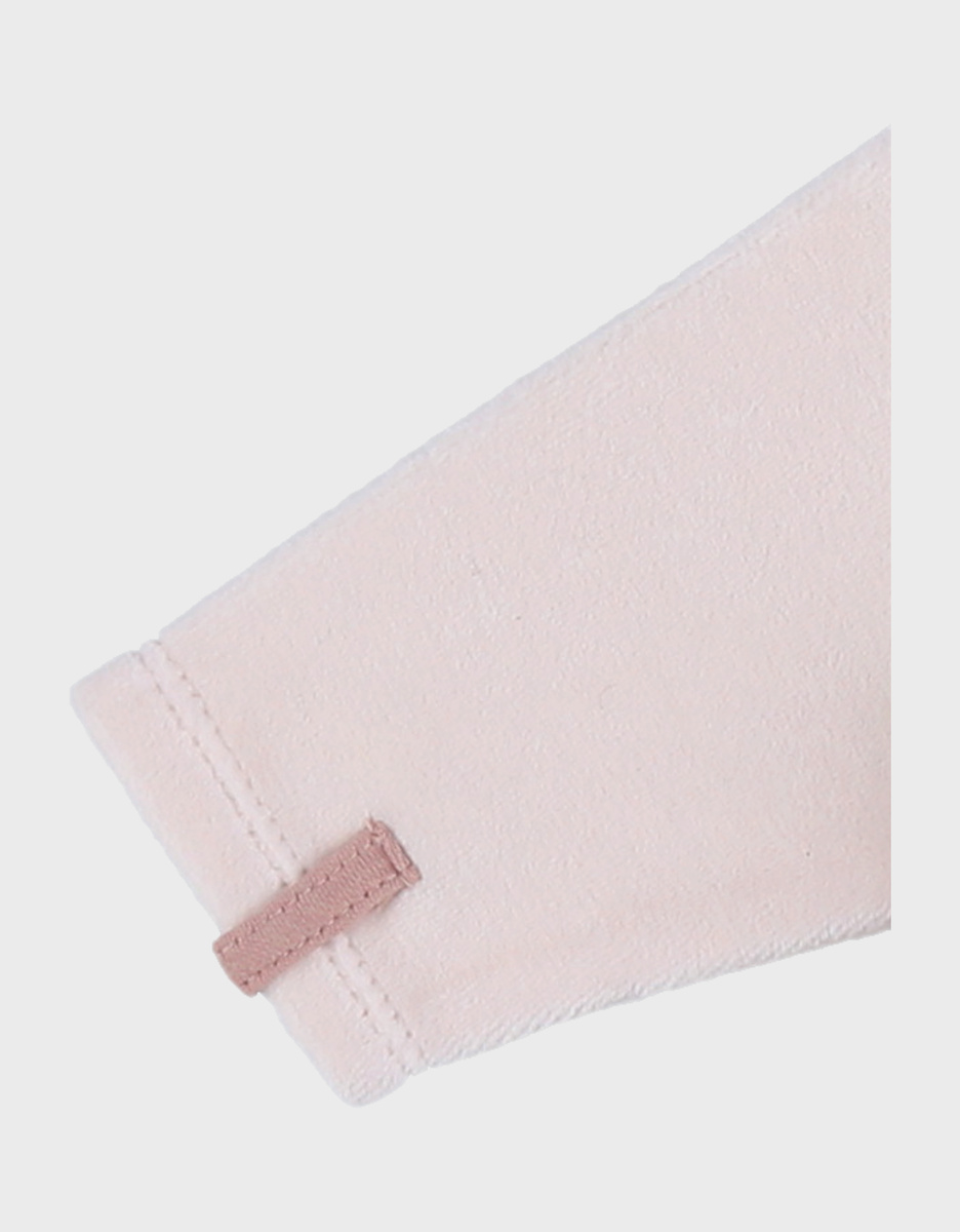 Pink velour baby pyjamas with bunny embroidery
