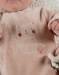 Pink velour baby pyjamas with cat embroidery

