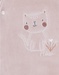 Pink velour baby pyjamas with cat embroidery

