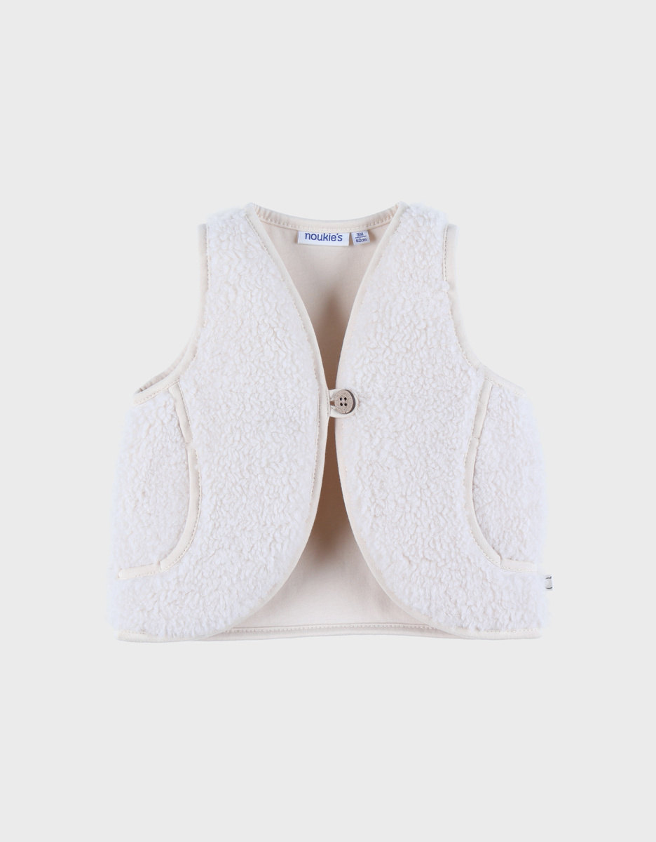 Taupe bodywarmer in sherpa
