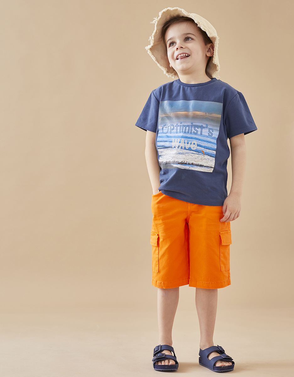 Bermuda en twill, orange vif
