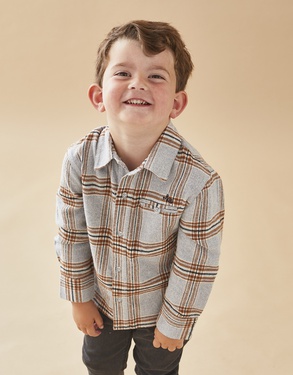 Flannel checkered shirt, light grey/brown