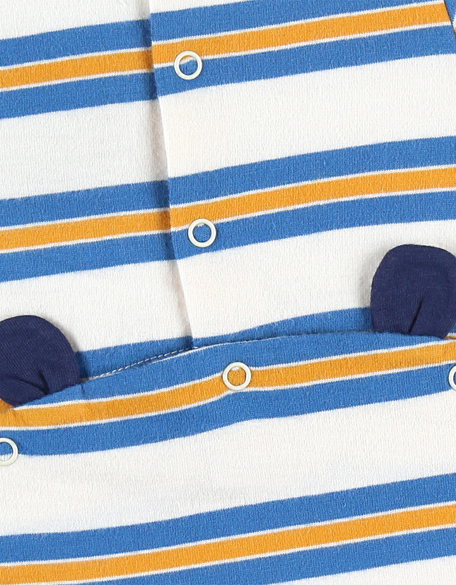 Cotton striped romper pyjamas, navy/off-white