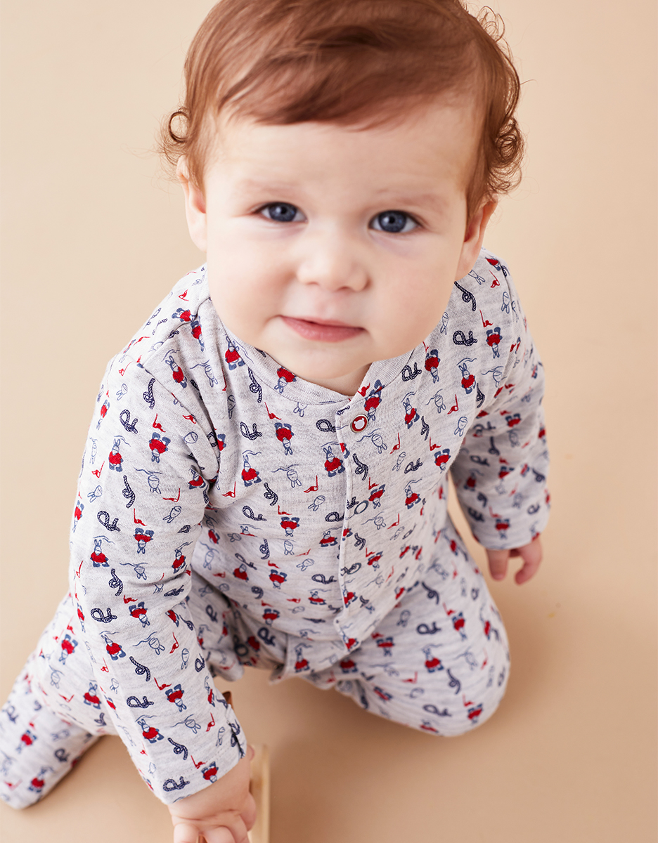 Pyjama dors-bien en jersey, gris clair