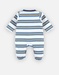 Jersey gestreepte pyjama, ecru/blauw