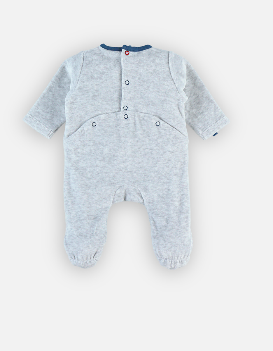 Pyjama dors-bien en velours, gris clair