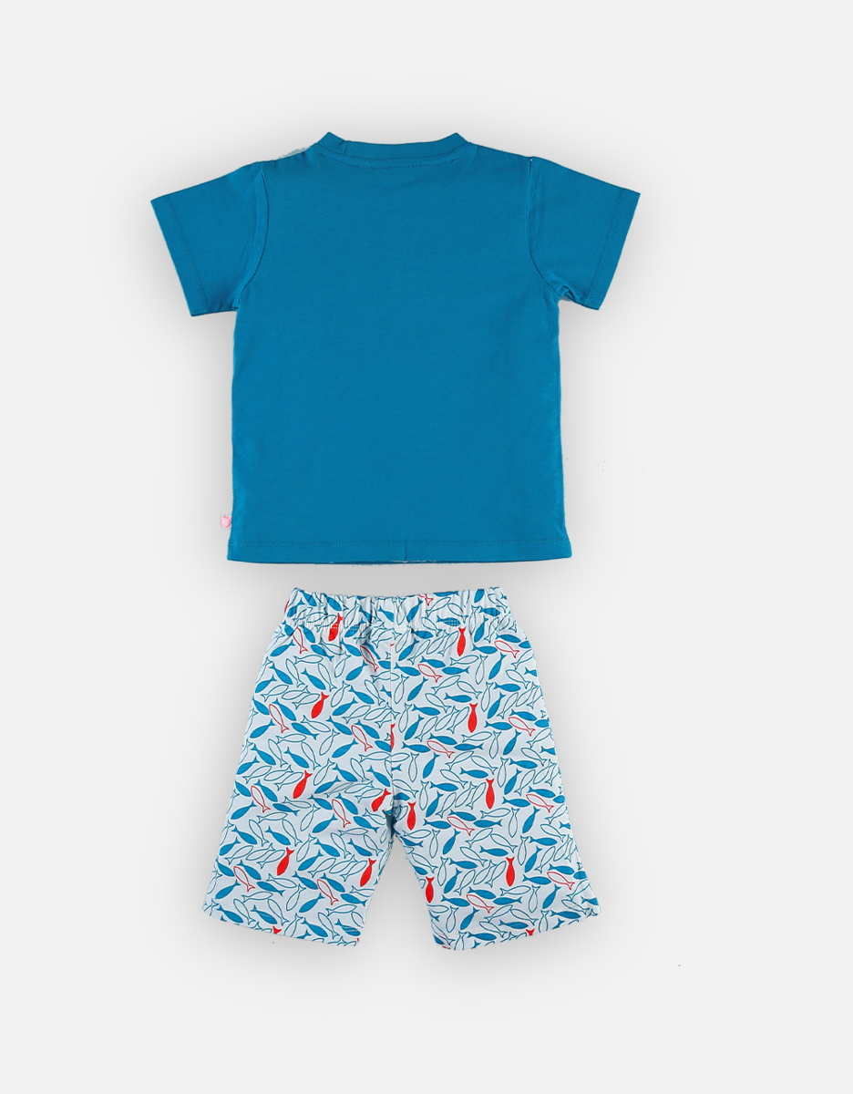 Blue cotton 2-piece pajamas