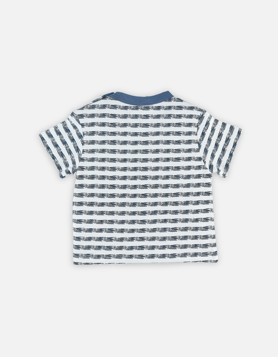 Blauw T-shirt met korte mouwen en streepjes