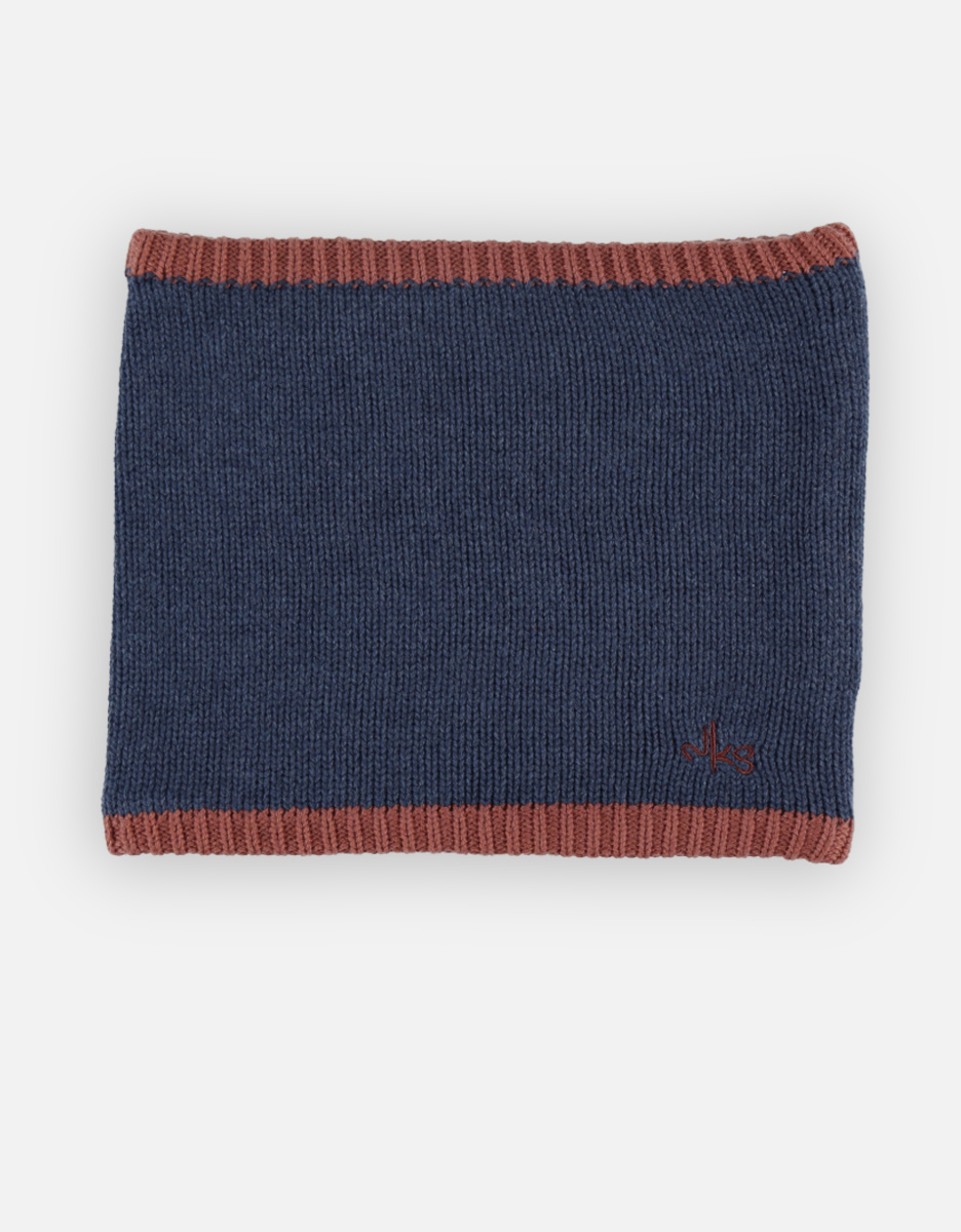 Tricoloudoux tubesjaal, caramel/donkerblauw