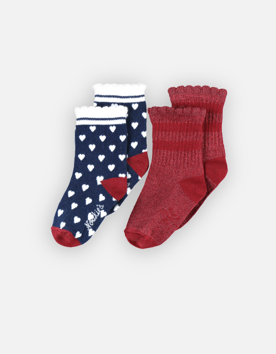 Set of 2 pairs of socks, blue/pink