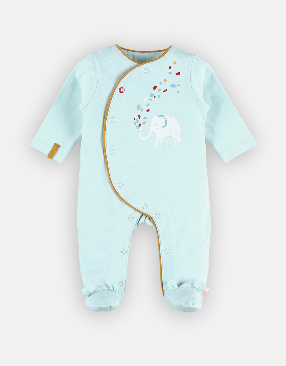 Jersey sleep-well pyjamas with elephant print, aqua