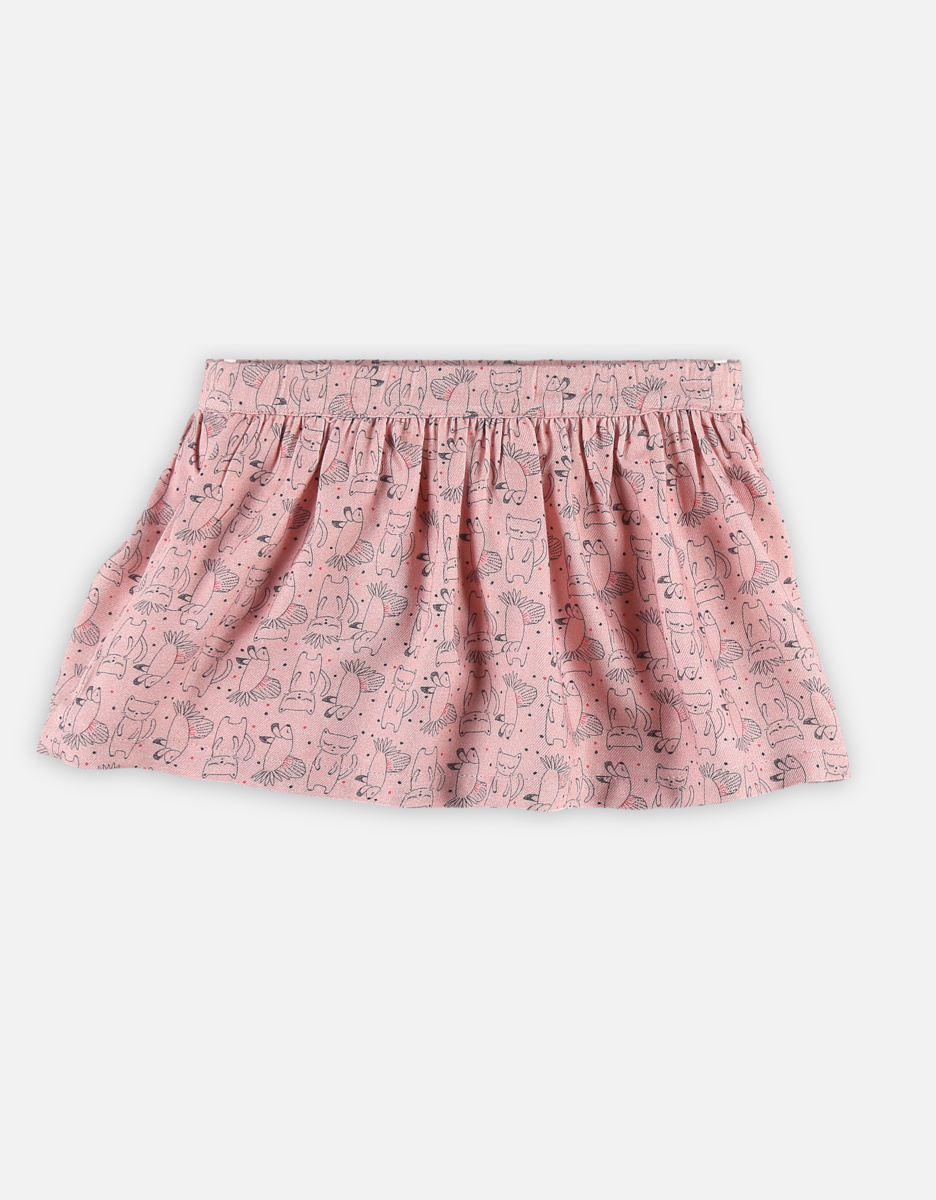 Skirt Print Cotton Pink Cat
