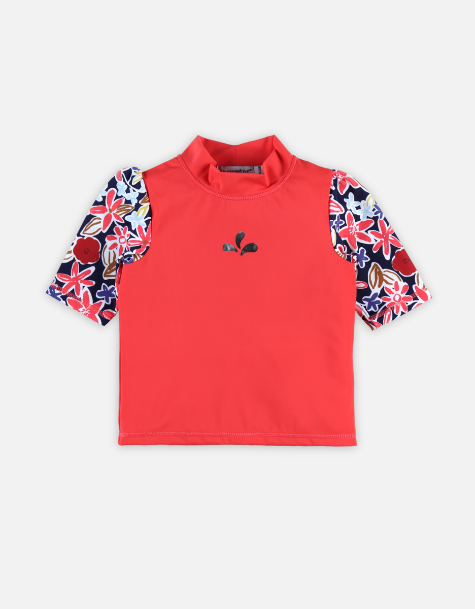 Top anti-UV rose avec fleurs