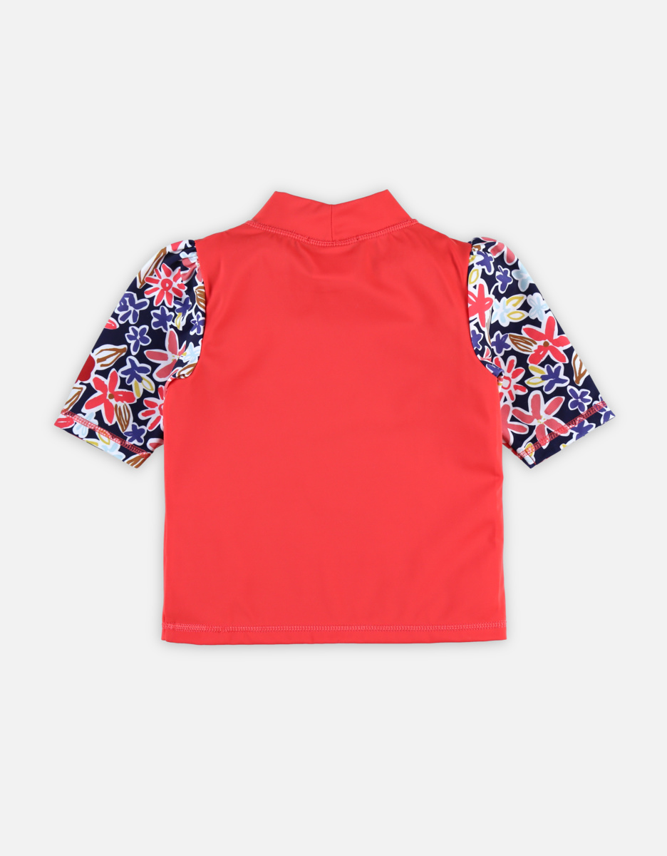 Roze uv-shirt met bloemetjes