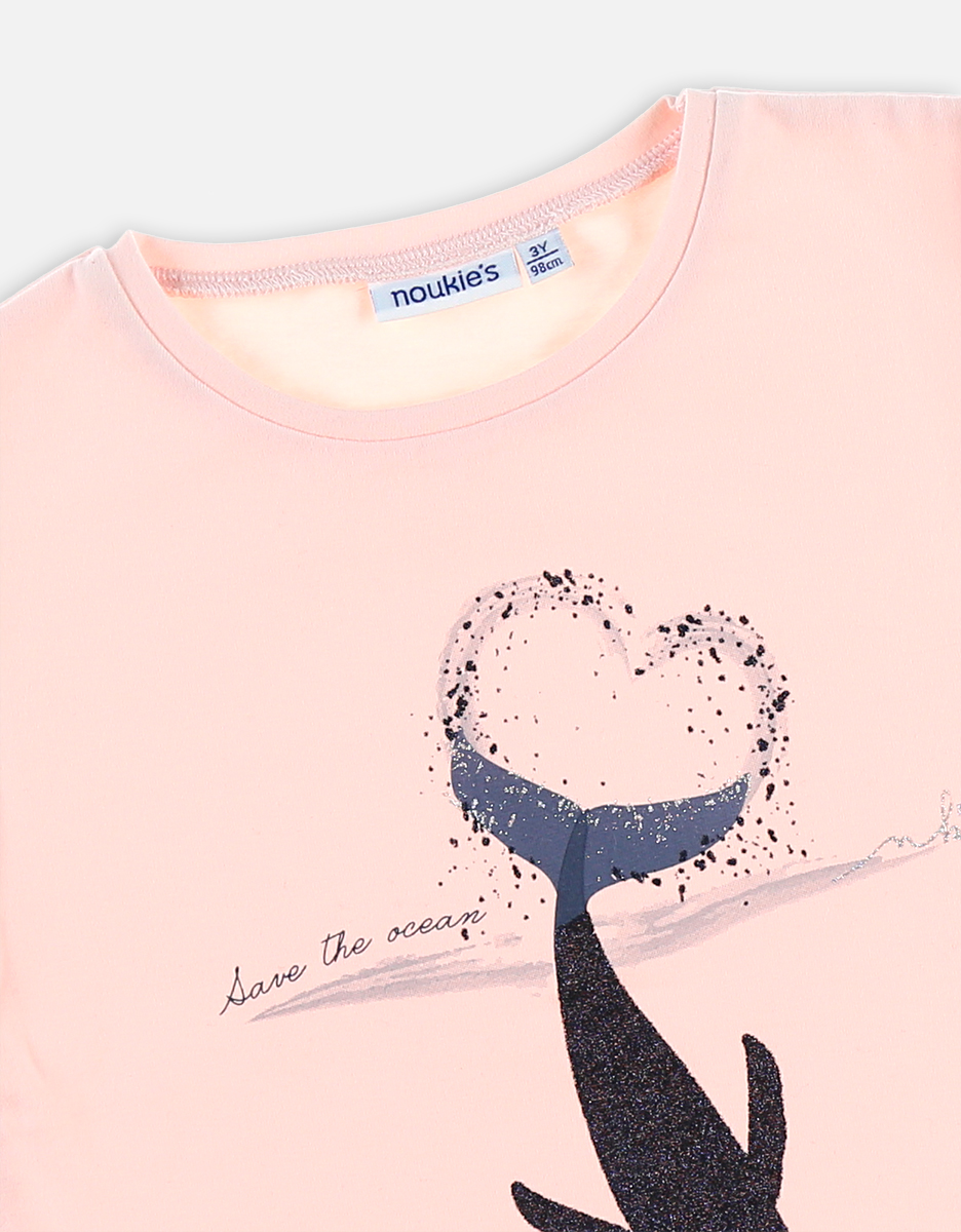 T-shirt baleine en coton, rose clair