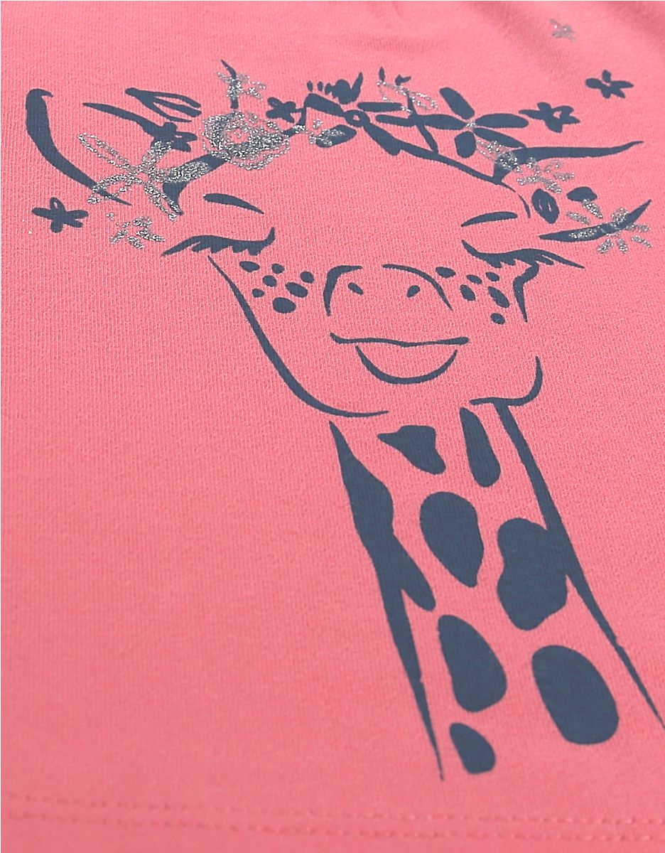 T-shirt manches courtes rose girafe