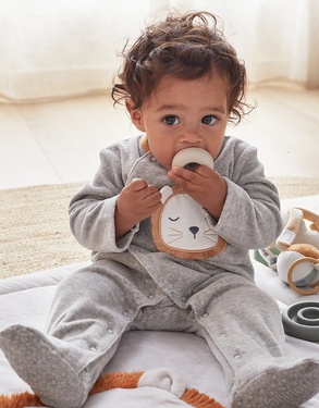 1-delige fluwelen Babou pyjama, grijs