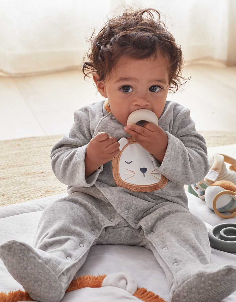 1-piece velvet Babou pyjamas, grey