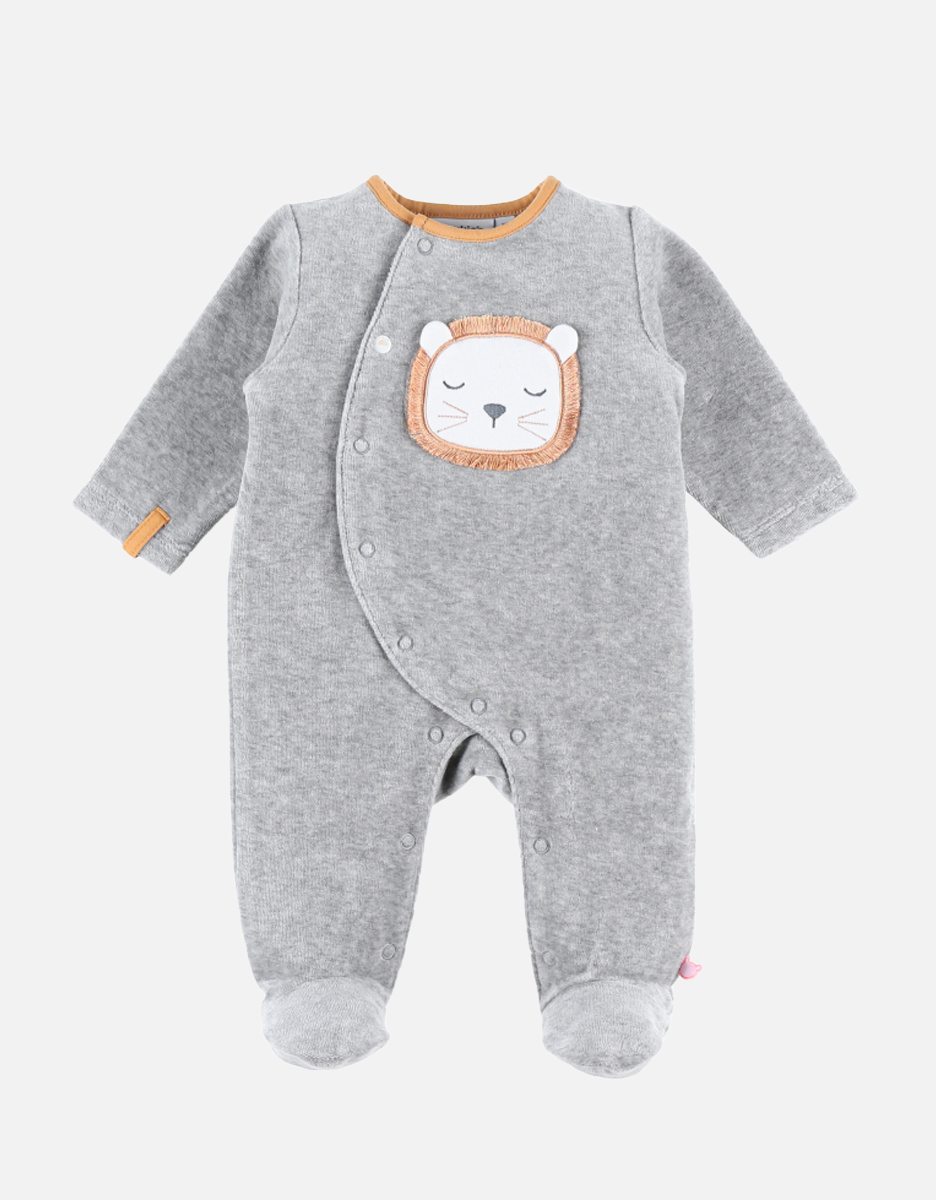 1-piece velvet Babou pyjamas, grey