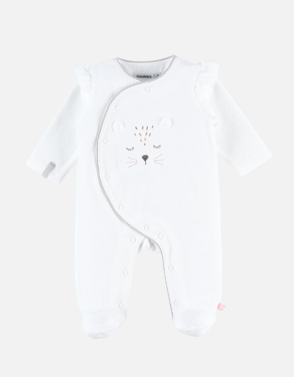 1-delige fluwelen Kendi pyjama, ecru