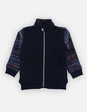 Blouson en tricoloudoux, bleu marine