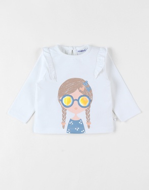 T-shirt meisje, ecru