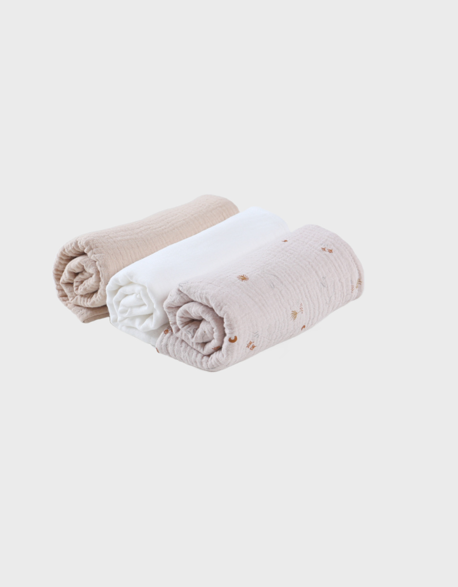 Lot de 3 langes 70x70cm, mousseline