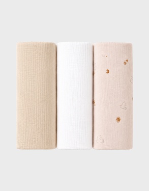 Lot de 3 langes 70x70cm, mousseline