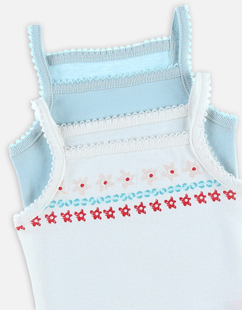 Set with 2 crossover bodysuits with straps, off-white/aqua