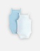 Set with 2 crossover bodysuits with straps, off-white/aqua