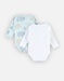 Set met 2 bio katoenen body's, aqua/ecru
