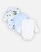 Set with 3 organic cotton bodysuits, off-white/blue