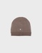 Brown knit hat with bear design
