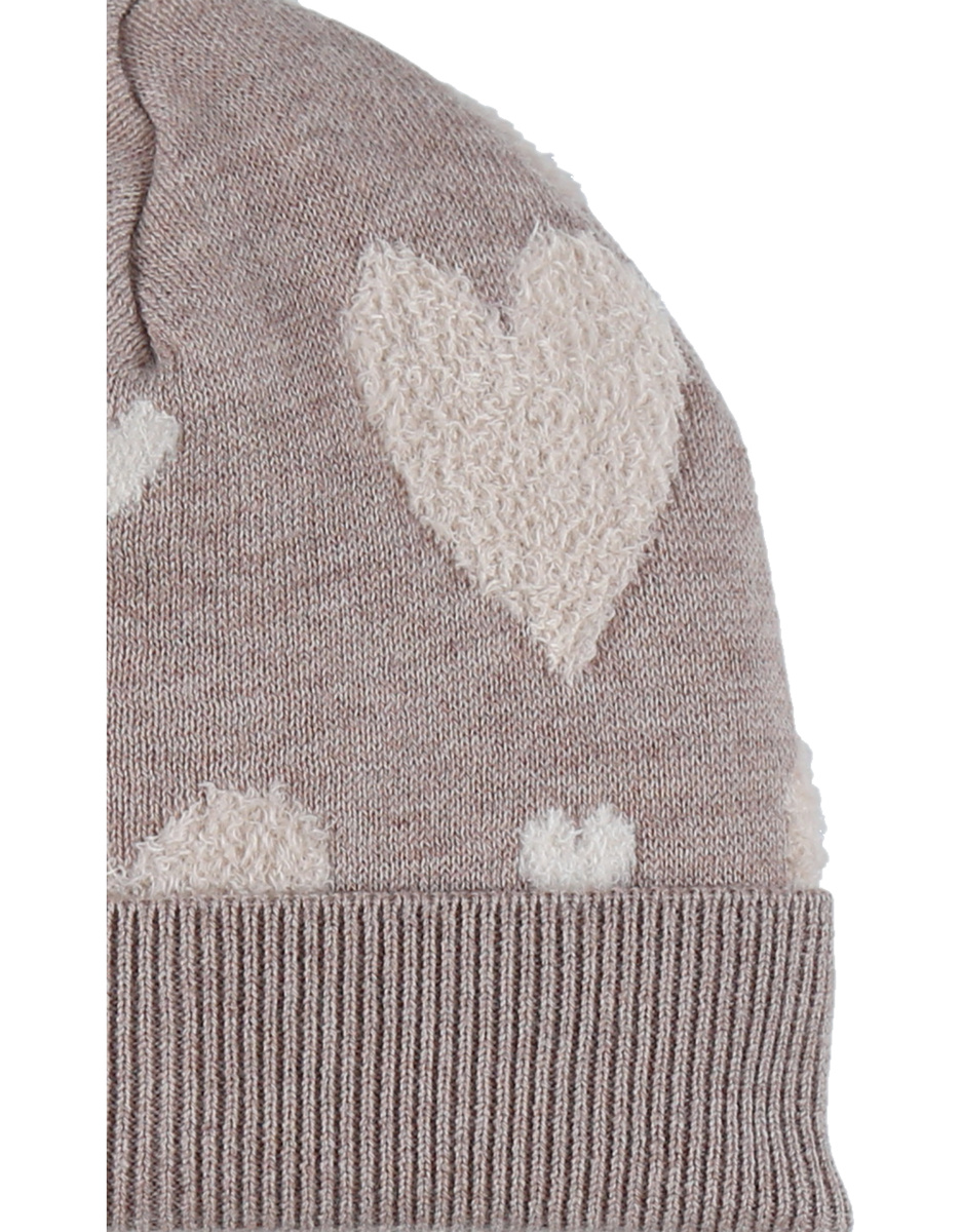 Knit bonnet with heart motif
