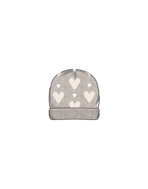 Knit bonnet with heart motif