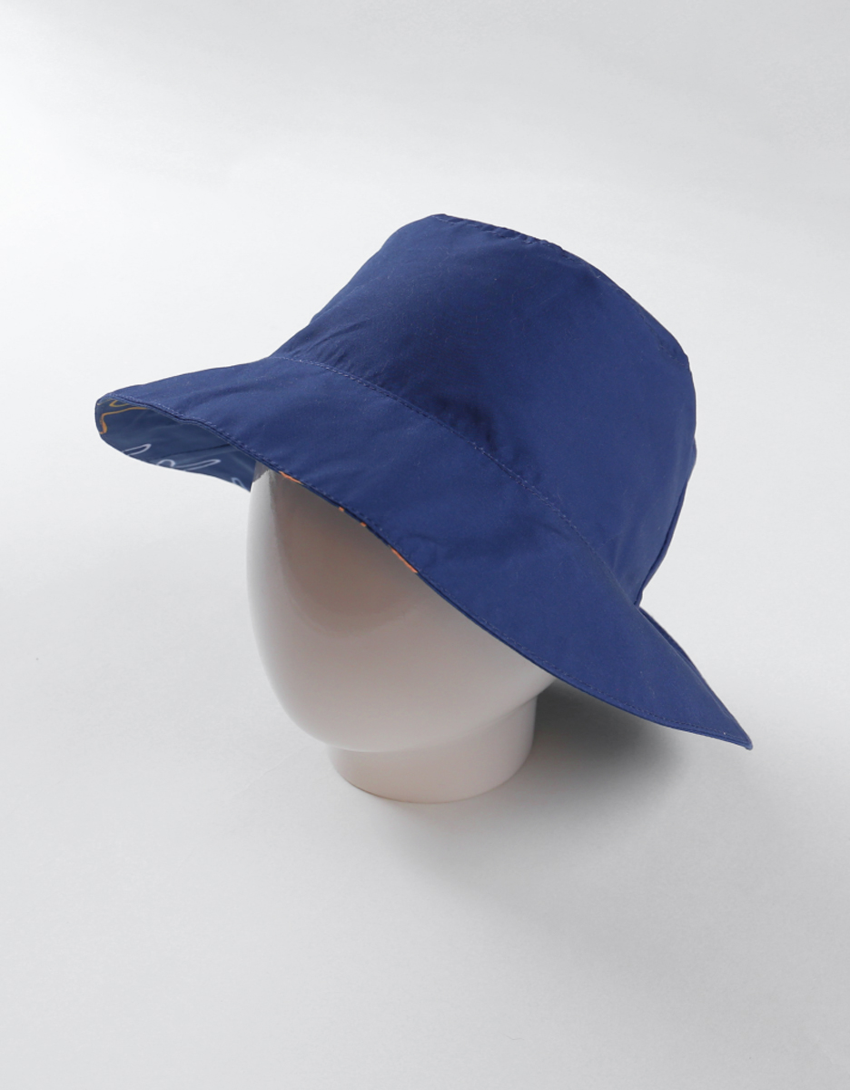 Omkeerbare hoed met zeesterrenprint, donkerblauw/oranje 