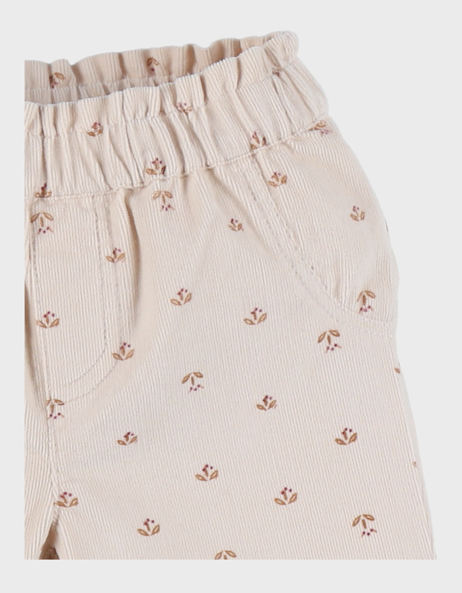 Ribfluwelen broek met bloemenmotief in zachtroze
