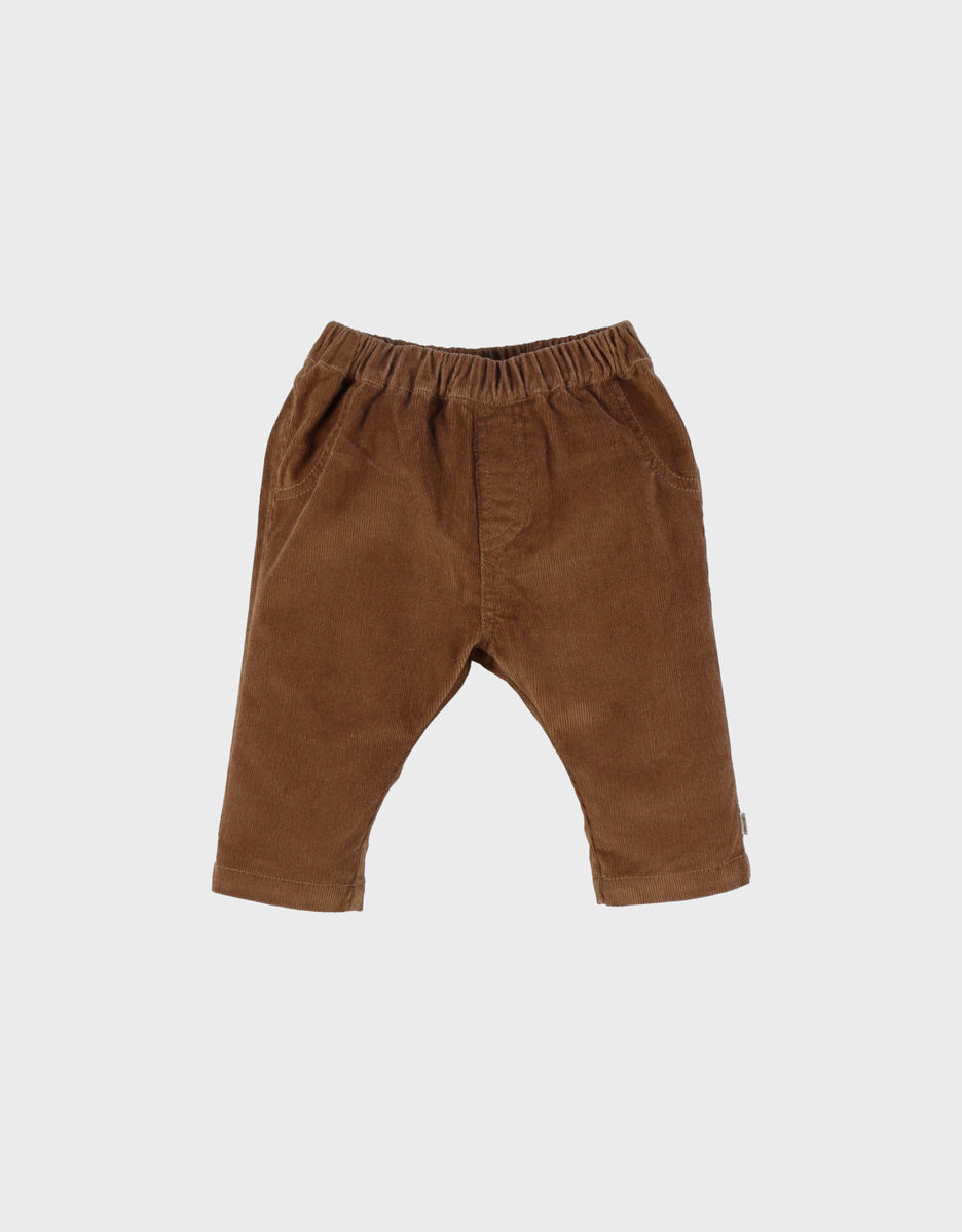 Chocoladebruine ribfluwelen broek
