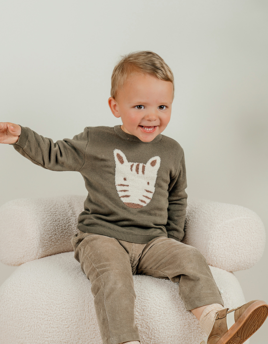 Kaki ribfluwelen broek
