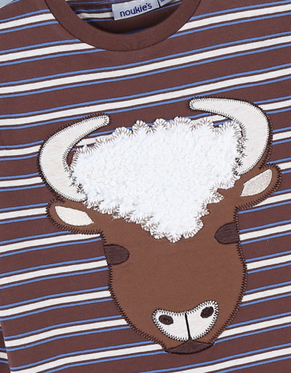 Buffel t-shirt met lange mouwen, chocoladebruin