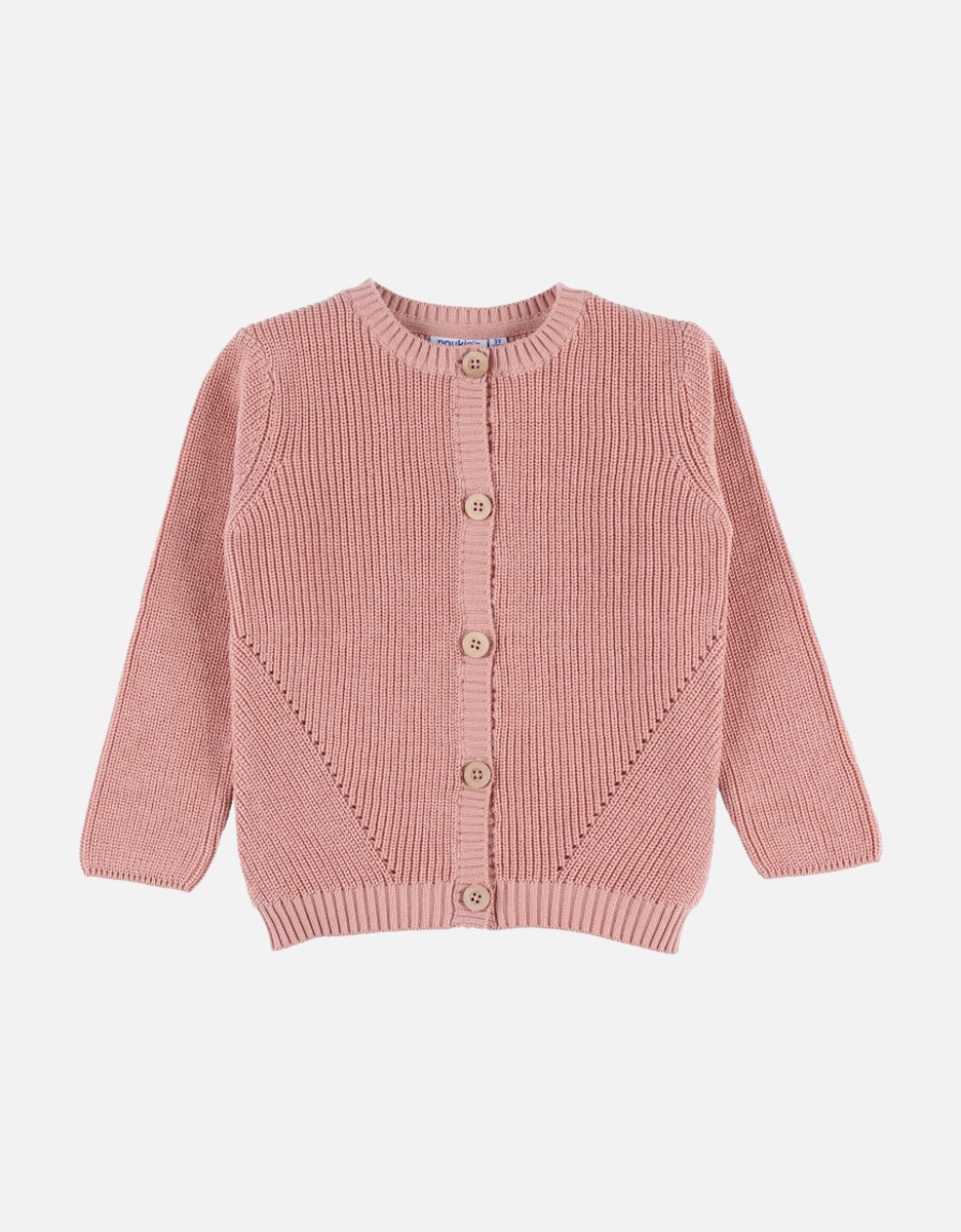 Organic ribbed knitted cardigan, pink